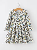 Christmas Girls Nativity Scene Print Twirl Dress
