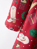 Girls Christmas Wreaths Twirl Long Sleeve Festive Dress