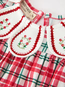 Red Christmas Plaid Wreath Baby Girl Bubble Romper
