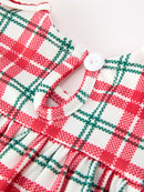 Red Christmas Plaid Wreath Baby Girl Bubble Romper