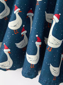 Christmas Girls Goose Twirl Dress Navy Long Sleeve Dress