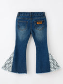 Girls Denim Bell Bottom Pants Lace Flare Jeans