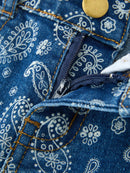 Girls Denim Bell Bottom Pants Decorative Print Flare Jeans