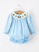 Christmas Nativity Smocked Baby Bubble Romper