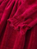 Christmas Velvet Smocked Girls Dress with Pearl Detail