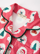 Mommy and Me Christmas Santa Print Pajama Set with Fur Trim