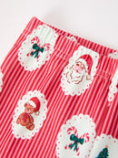 Mommy and Me Christmas Santa Print Pajama Set with Fur Trim