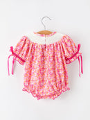 Girls Halloween & Thanksgiving Floral Smocked Bubble Romper