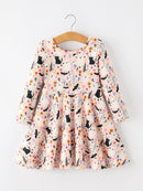 Halloween Black Cat Girls Twirl Dress