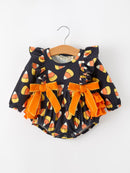 Halloween Candy Corn Baby Girl Bubble Romper Ruffle