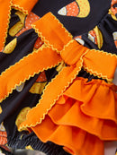 Halloween Candy Corn Baby Girl Bubble Romper Ruffle