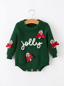 Christmas Jolly Candy Cane Knit Baby Romper