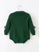 Christmas Jolly Candy Cane Knit Baby Romper