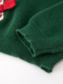 Girls Christmas Jolly Candy Cane Bow Knit Sweater