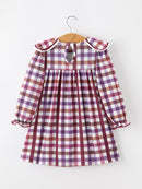 Fall Plaid Petals Collar Girls Dress