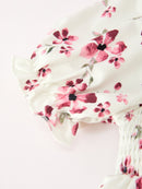Floral Ruffle Girls Dress Puff Sleeve Party Dress