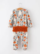 Baby Halloween Pumpkin Ghost Zip Romper