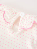 Christmas Smocked Baby Girl Bubble Romper Embroidered Ruffle Collar