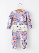 Halloween Ghost Pumpkin Girls Romper Ruffle Zipper