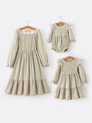 Mommy & Me Fall Plaid Dresses & Baby Bubble
