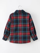 Christmas Boys Red Navy Plaid Button Down Shirt