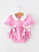 Christmas Baby Girls Santa Bow Peter Pan Collar Romper