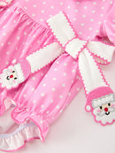Christmas Baby Girls Santa Bow Peter Pan Collar Romper
