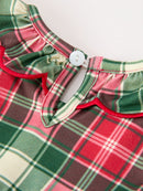 Christmas Girls Plaid Smocked Ruffle Collar Bloomer Set