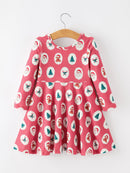 Christmas Girls' Santa and Tree Striped Dress