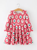 Christmas Girls' Santa and Tree Striped Dress