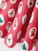 Christmas Girls' Santa and Tree Striped Dress