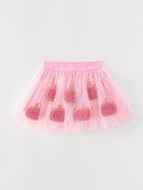 Fall Girls Pink Pumpkin Appliqué Tulle Skirt