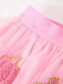 Fall Girls Pink Pumpkin Appliqué Tulle Skirt