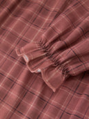 Girls Brown Plaid Lace-Trim Peter Pan Collar Dress
