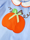 Fall Girls Pumpkin Appliqué Peter Pan Collar Bloomer Set