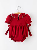 Baby Girls Christmas Reindeer Smocked Bubble Romper