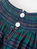 Girls Christmas Plaid Smocked Bubble Romper