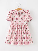Fall Toddler Girls Vintage Smocked Floral Dress