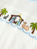 Christmas Nativity Embroidered Boys Long Sleeve Top And Pants Set
