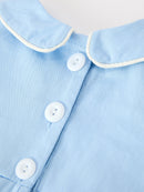 Christmas Nativity Embroidered Baby Boy Blue Smocked Romper