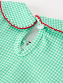 Christmas Girls Green Plaid Smocked Bow Bubble Romper