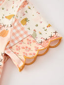 Thanksgiving Pumpkin Patchwork Girls Top And Shorts Outfit