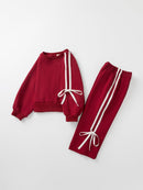 Girls Bow Trim Sweatshirt and Pants Set