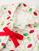 Christmas Lights Print Bow Tie Pajamas Set