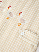 Goose Embroidered Beige Plaid Baby Boys Jonjon