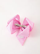 Halloween Girls Pink Ghost Embroidered 6.25" Hair Bow