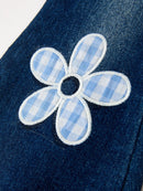 FALL Girls Floral Appliqué Denim Bell Bottom Jeans