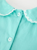 FALL Girls Aqua Floral Embroidered Smocked Dress