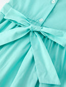 FALL Girls Aqua Floral Embroidered Smocked Dress