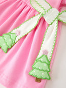 Baby Girls Christmas Pink Bow Christmas Tree Top & Bloomer Set